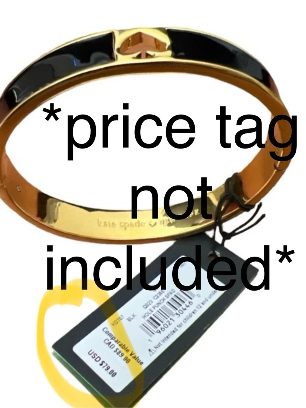 kate spade Hole Punch Gold and Black Enamel Spade Accent Bangle - Picture 6 of 8